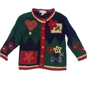 Emma's Garden Cardigan Girls Size 4 Small Multicolor Embroidered Cottage Vintage